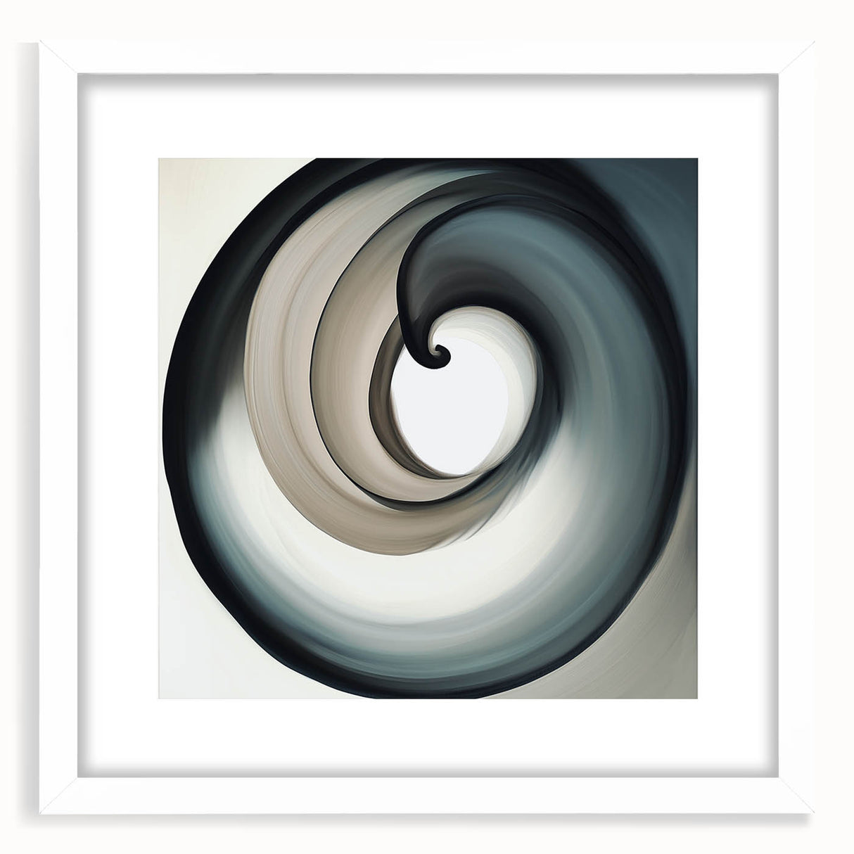 Minimalist Abstract Wall Art – Beige, Gray & Black Spiral Canvas