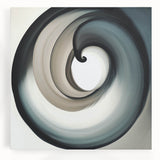 Minimalist Abstract Wall Art – Beige, Gray & Black Spiral Canvas