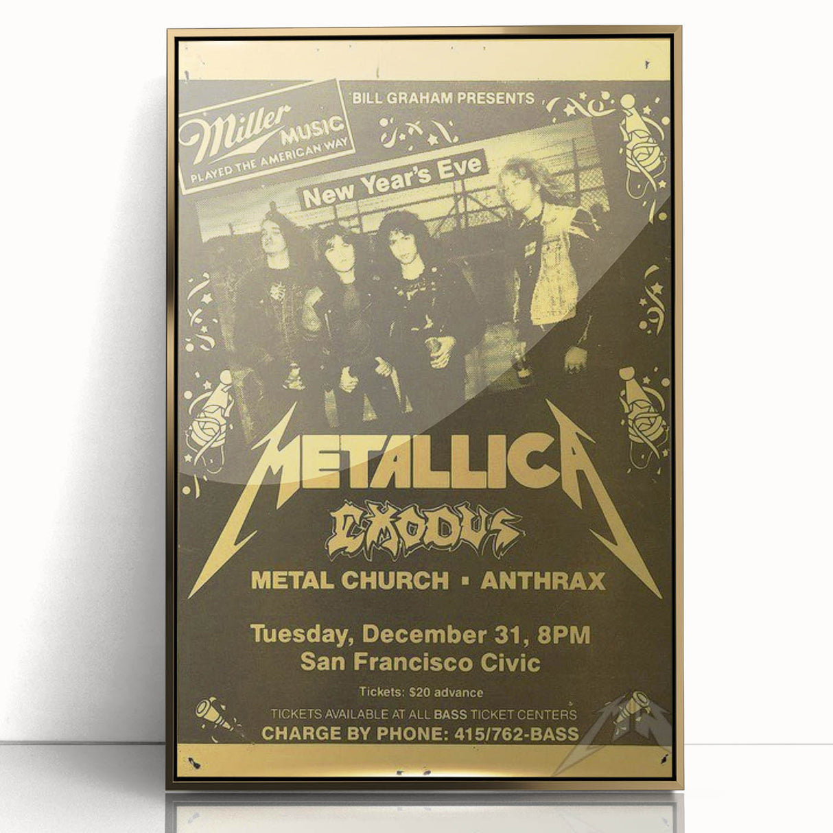 Metallica New Year's Eve 1980s Concert Poster - Retro Metal Wall Art