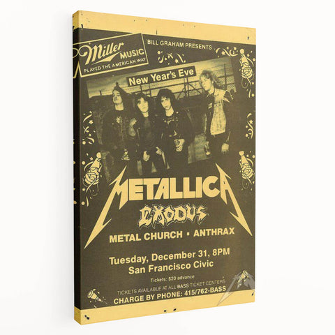 Metallica New Year's Eve 1980s Concert Poster - Retro Metal Wall Art