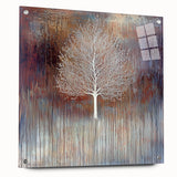 Elegant abstract floral design on an acrylic glass panel, showcasing vibrant colors and intricate details. Ideal for modern home decor, displayed with stylish pins.