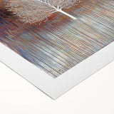 Abstract floral design on rolled canvas showcasing vibrant colors and intricate patterns, elegantly packaged in a protective cardboard tube for easy display.