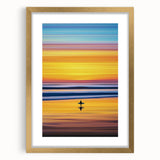 Abstract landscape artwork framed in gold with a white mat, showcasing vibrant colors and intricate details, perfect for enhancing modern decor. Ideal for art enthusiasts looking to elevate their living space.
