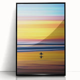 Framed acrylic artwork depicting a vibrant abstract landscape with rich colors of blue, green, and gold. The piece, displayed in a sleek black frame, adds a modern touch to any decor. Perfect for enhancing contemporary living spaces or offices with artistic flair.