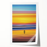 Abstract landscape rolled print showcasing vibrant colors and fluid shapes, ideal for modern home decor. Packaged securely in a sturdy cardboard tube for protection during shipping.