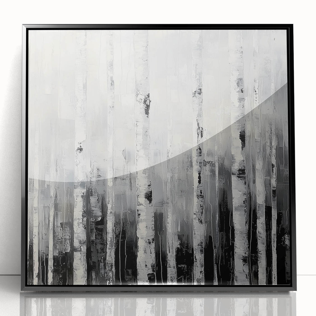 Modern Abstract Wall Art – Monochrome Birch Tree Forest Canvas