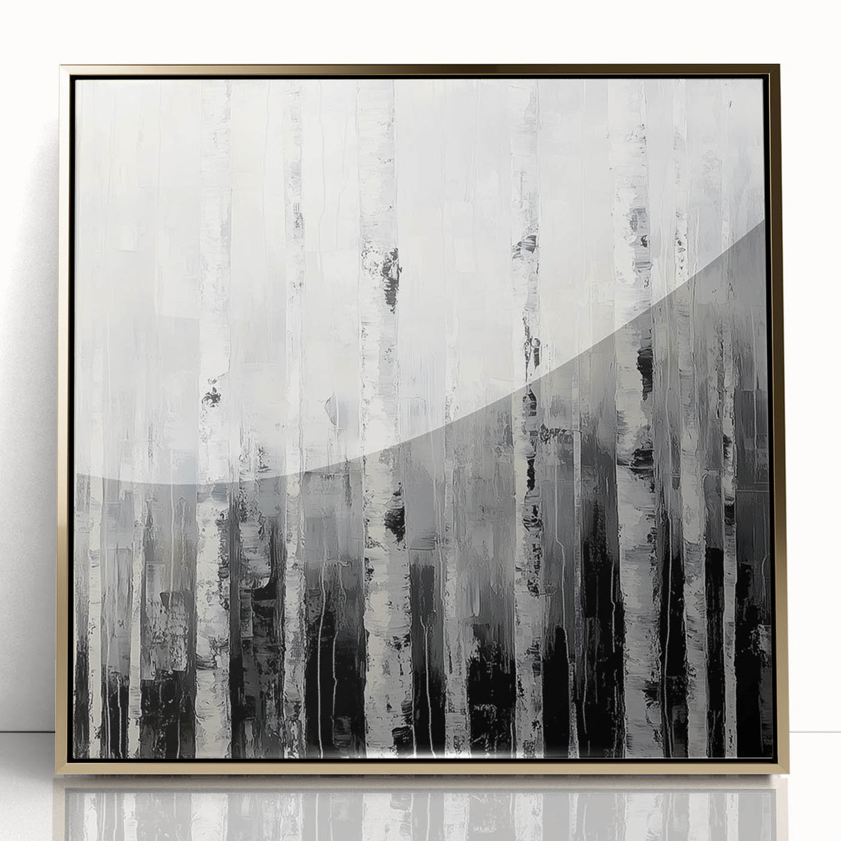 Modern Abstract Wall Art – Monochrome Birch Tree Forest Canvas