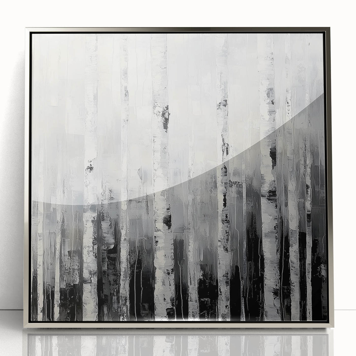 Modern Abstract Wall Art – Monochrome Birch Tree Forest Canvas