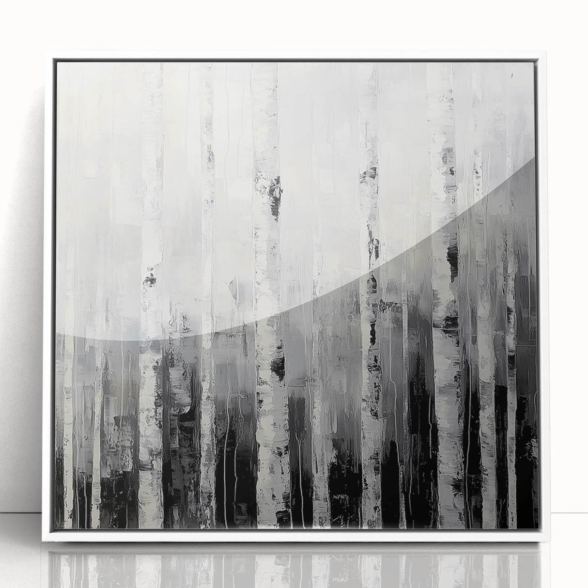 Modern Abstract Wall Art – Monochrome Birch Tree Forest Canvas