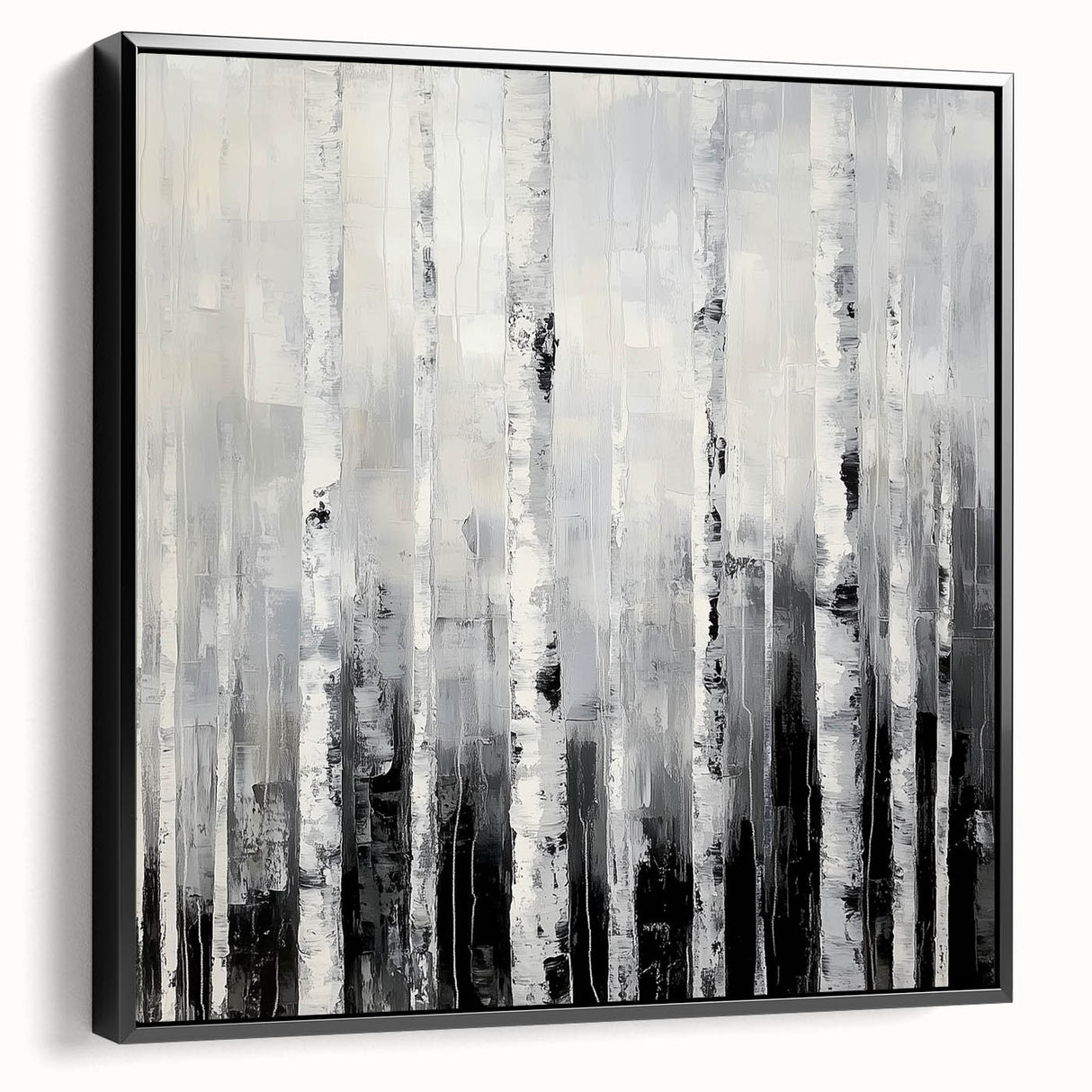 Modern Abstract Wall Art – Monochrome Birch Tree Forest Canvas