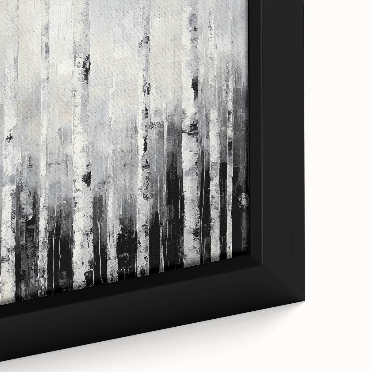 Modern Abstract Wall Art – Monochrome Birch Tree Forest Canvas