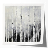 Modern Abstract Wall Art – Monochrome Birch Tree Forest Canvas