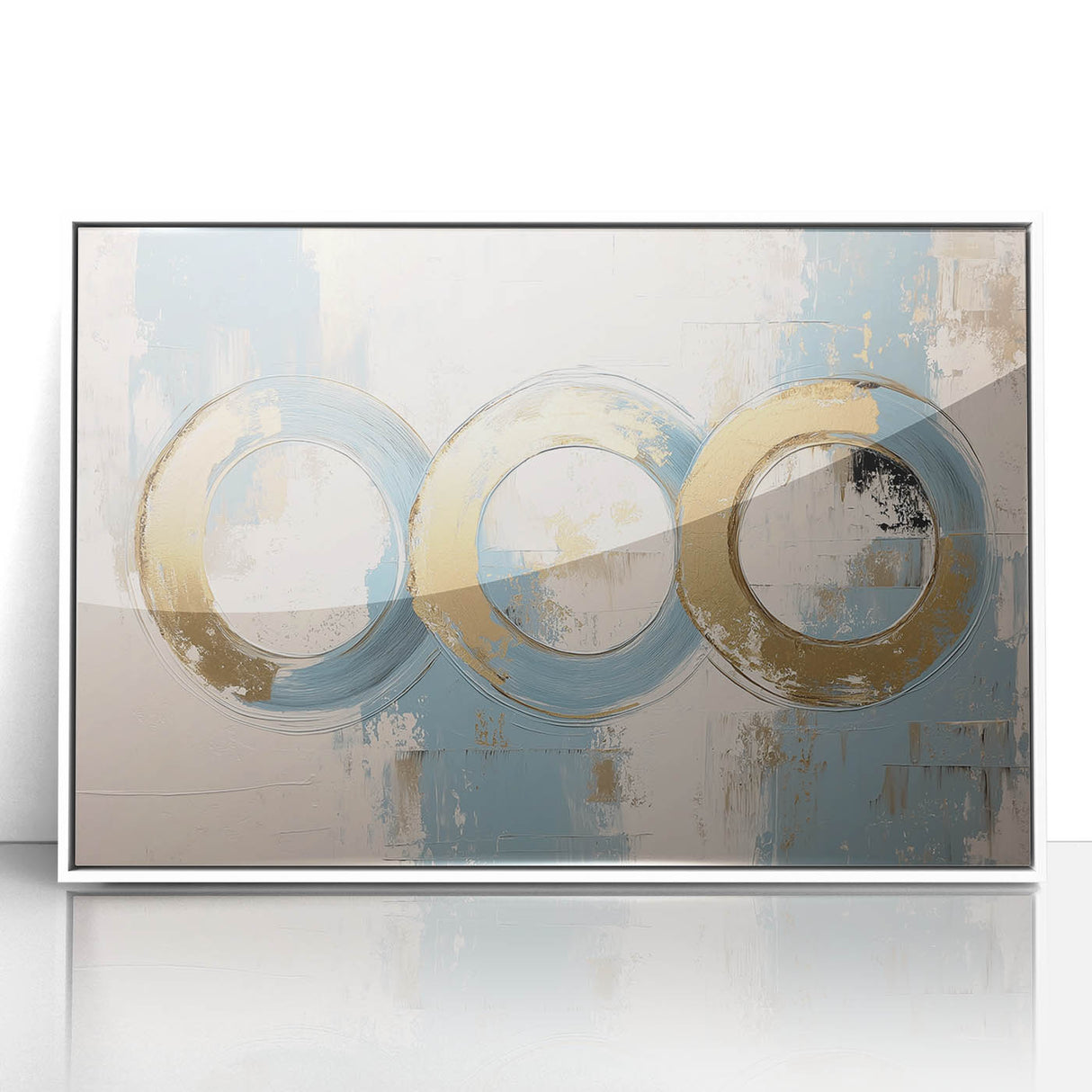 Modern Abstract Living Room Wall Art – Gold & Blue Canvas Print
