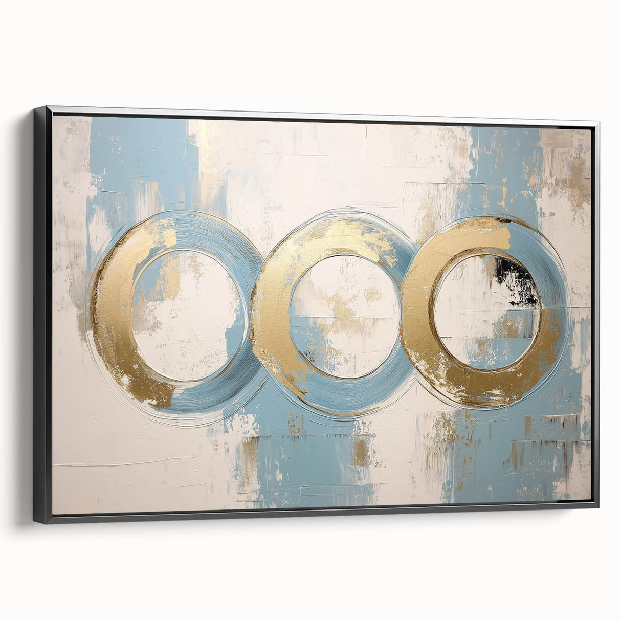 Modern Abstract Living Room Wall Art – Gold & Blue Canvas Print