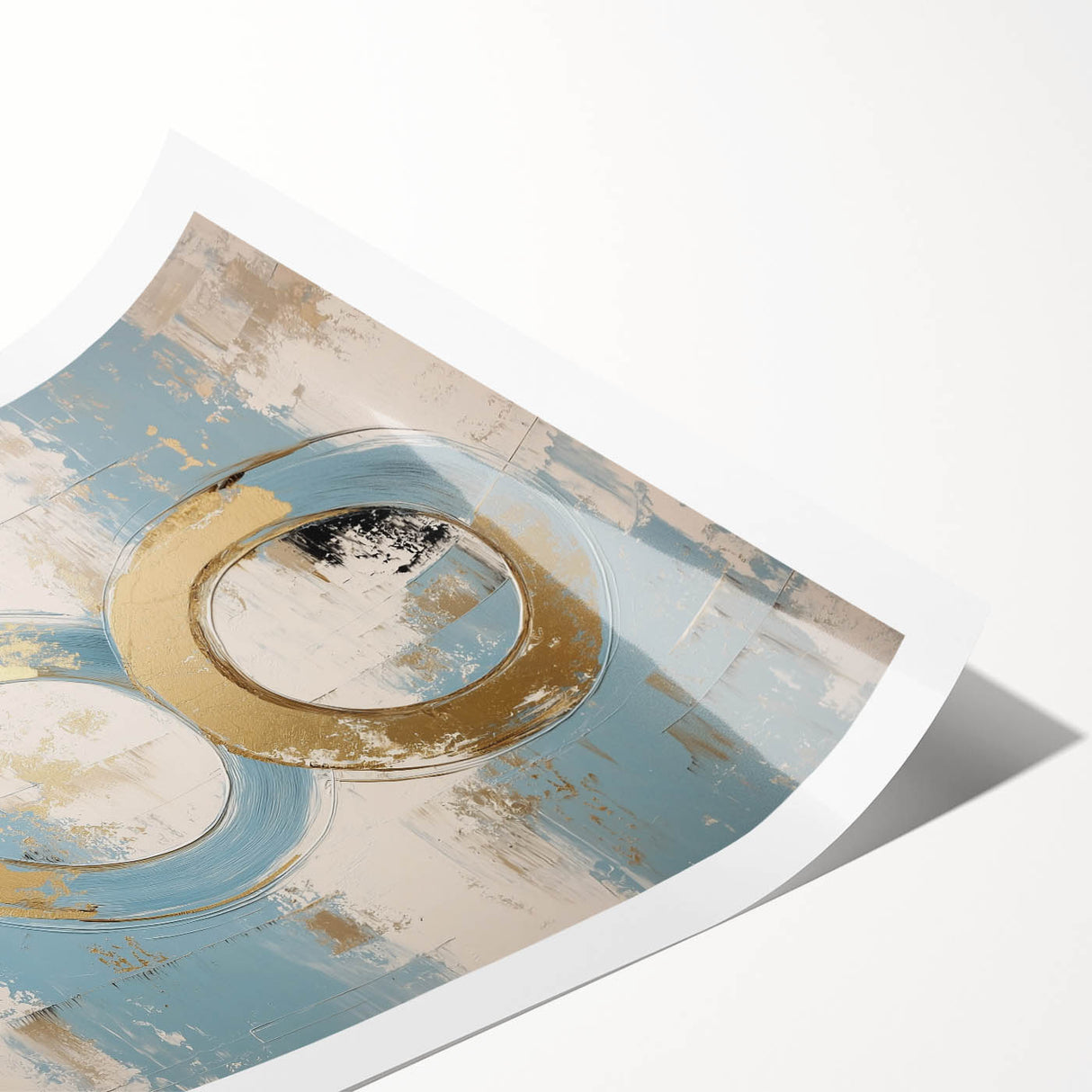 Modern Abstract Living Room Wall Art – Gold & Blue Canvas Print