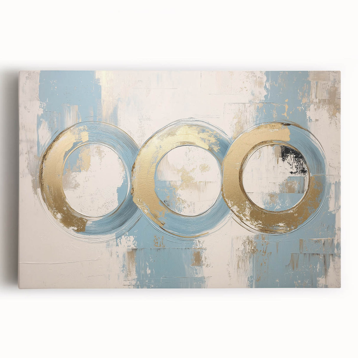 Modern Abstract Living Room Wall Art – Gold & Blue Canvas Print