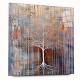 Abstract floral acrylic glass artwork showcasing vibrant colors and intricate patterns, viewed from the side without pins. Ideal for modern home decor.