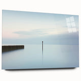 Abstract landscape artwork on acrylic glass showcasing vibrant blues and greens, designed for modern decor. Ideal for enhancing contemporary interiors with a touch of elegance.