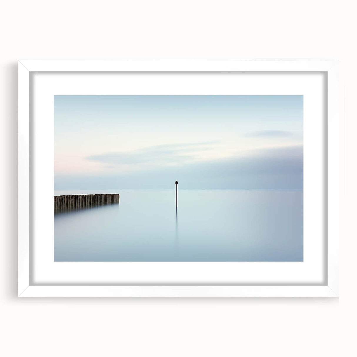 Abstract landscape artwork framed with a white mat, showcasing vibrant colors and intricate details, ideal for modern home decor. Perfect for enhancing living spaces.