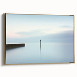 Abstract landscape framed canvas artwork showcasing a gold-accented design, viewed from the side to highlight its elegant frame, perfect for modern home decor.