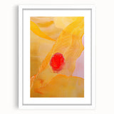 Abstract minimalist wall art framed in white with a matte finish, showcasing geometric shapes and soft colors, perfect for modern interior decor.