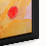 Close-up of a framed minimalist abstract wall art piece showcasing soft pastel colors and geometric shapes, ideal for modern home decor enhancement.
