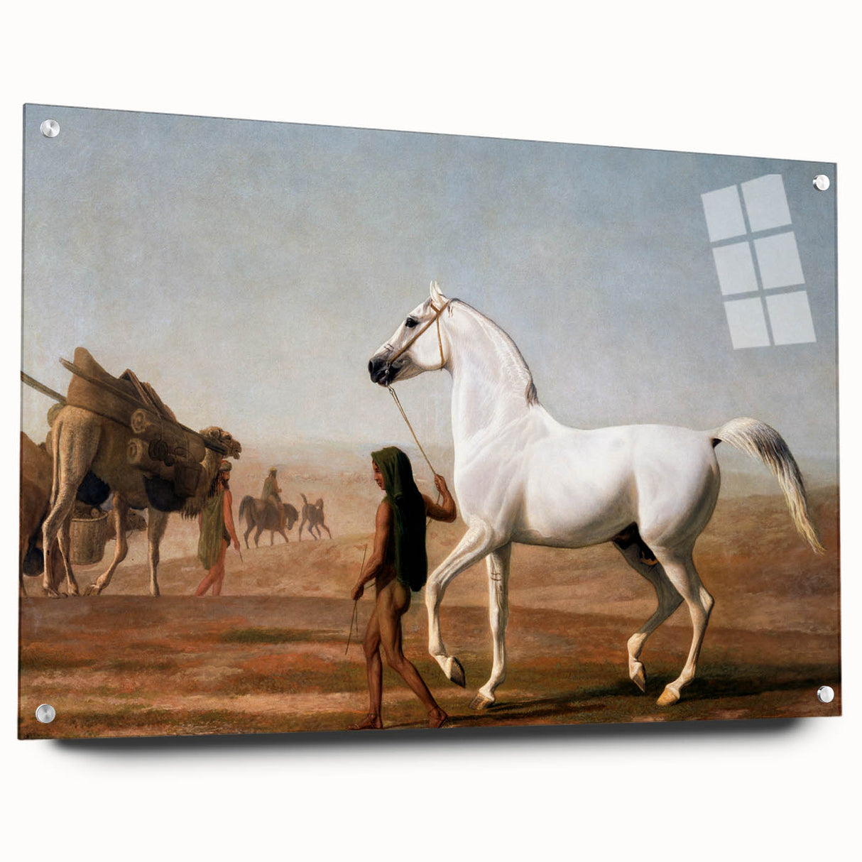 The Wellesley Grey Arabian Realism Art Print - Elegant Desert Canvas