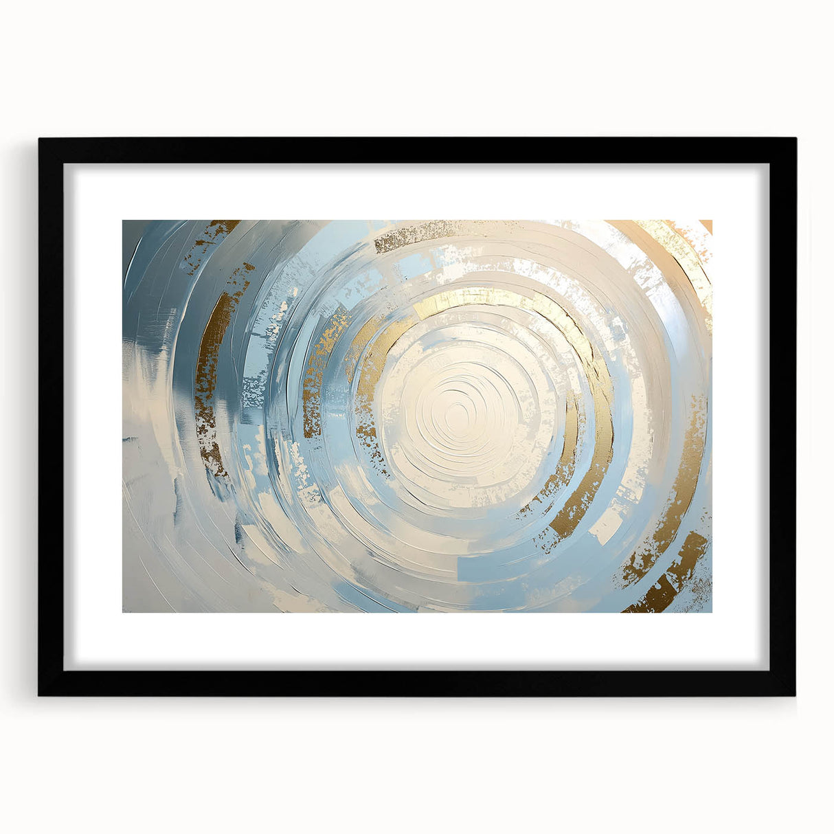 Modern Circular Abstract Wall Art – Gold & Blue Canvas Print