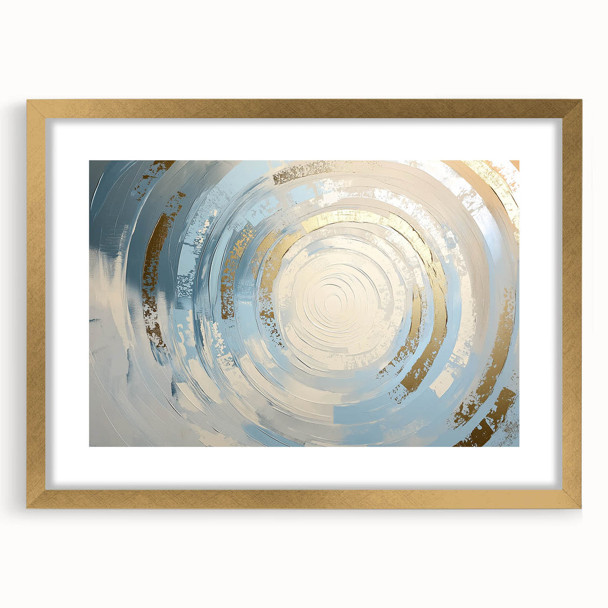 Modern Circular Abstract Wall Art – Gold & Blue Canvas Print