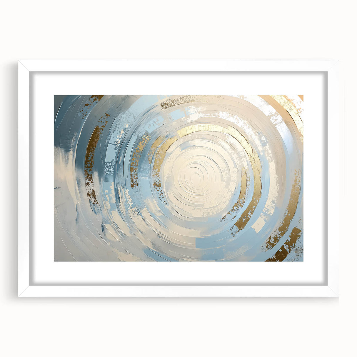 Modern Circular Abstract Wall Art – Gold & Blue Canvas Print