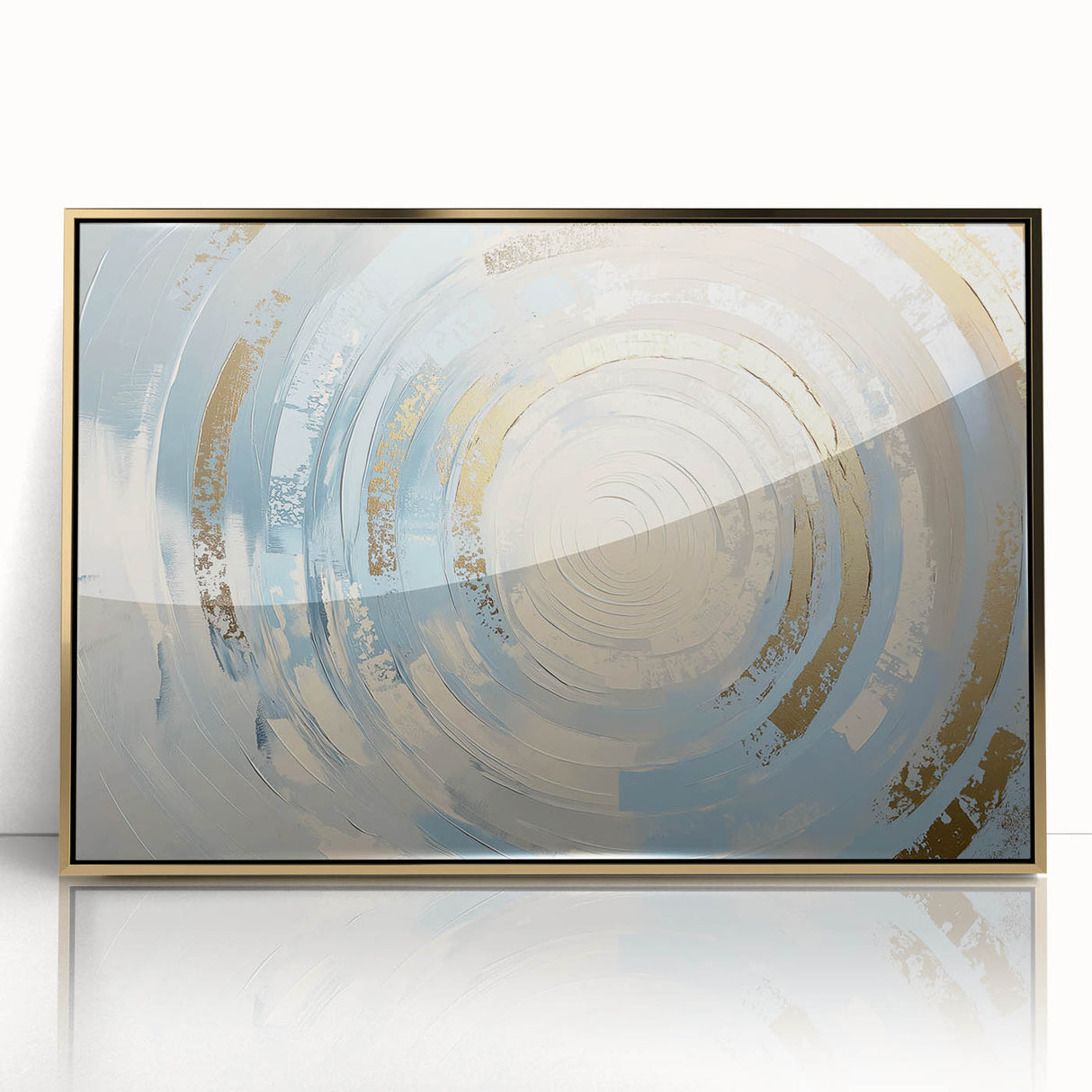 Modern Circular Abstract Wall Art – Gold & Blue Canvas Print