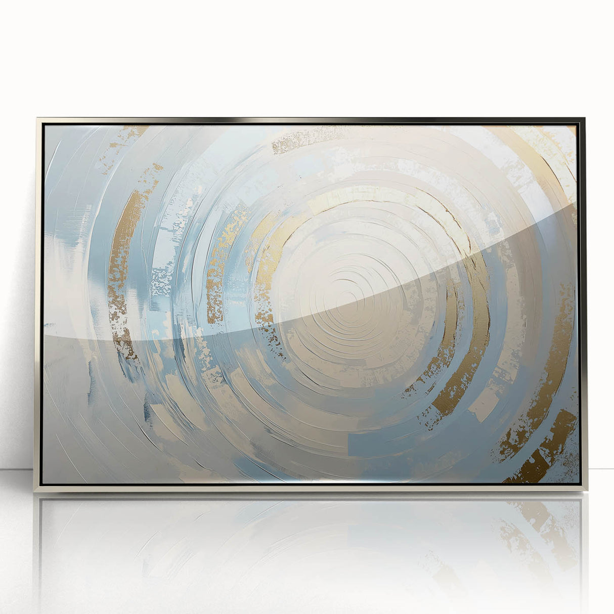 Modern Circular Abstract Wall Art – Gold & Blue Canvas Print