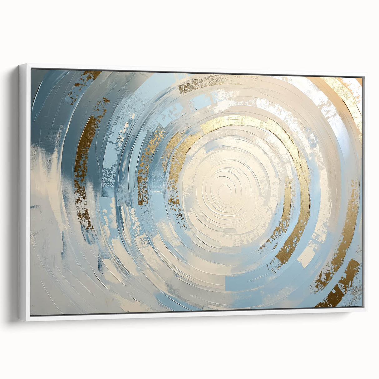 Modern Circular Abstract Wall Art – Gold & Blue Canvas Print