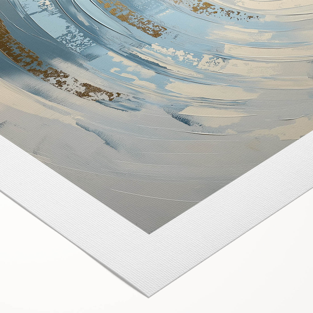 Modern Circular Abstract Wall Art – Gold & Blue Canvas Print