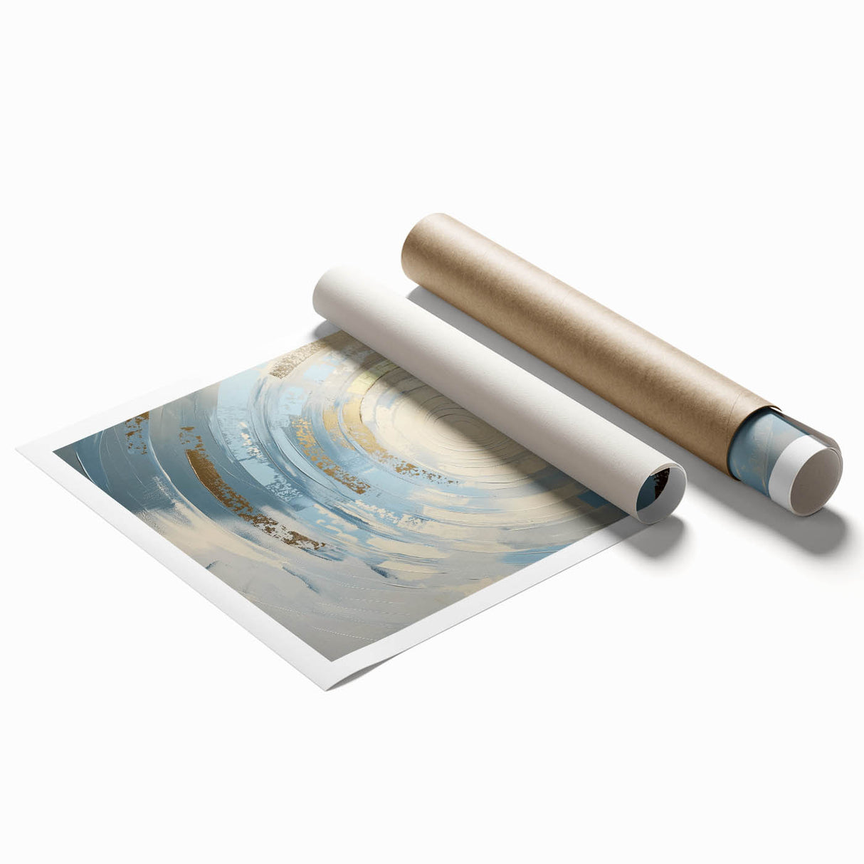 Modern Circular Abstract Wall Art – Gold & Blue Canvas Print