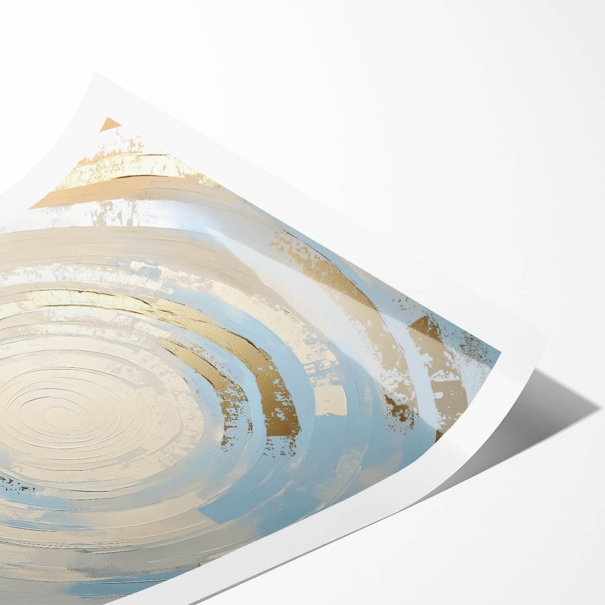 Modern Circular Abstract Wall Art – Gold & Blue Canvas Print