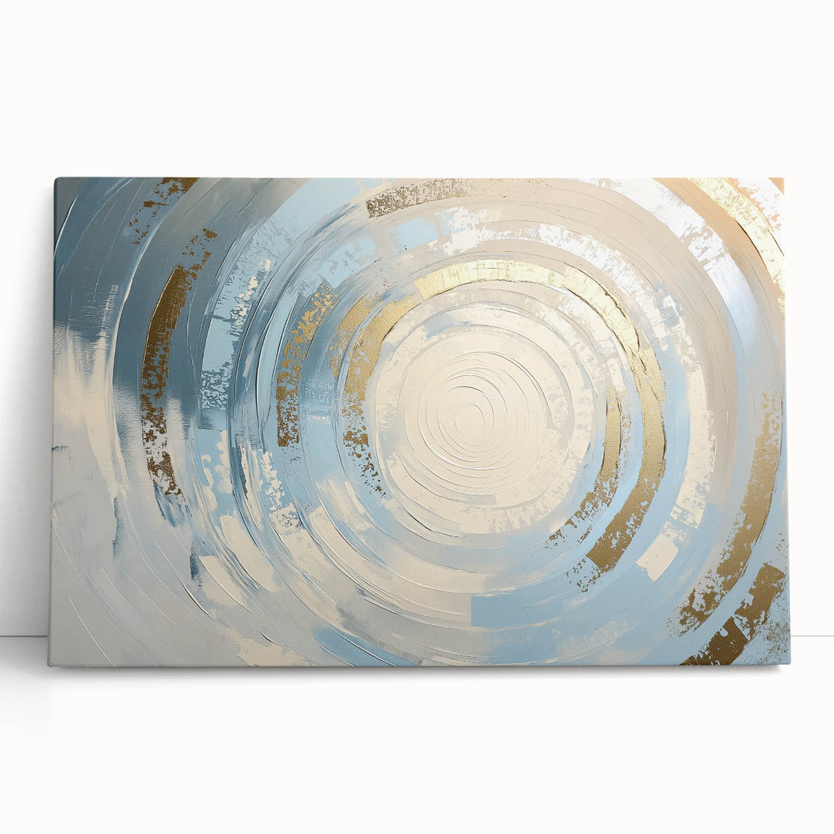 Modern Circular Abstract Wall Art – Gold & Blue Canvas Print