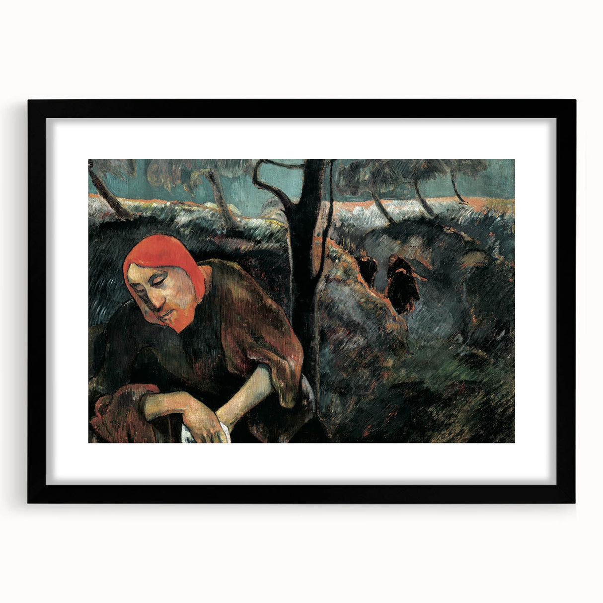 Contemplative Figure Wall Art - Dark Modern Expressionist Decor