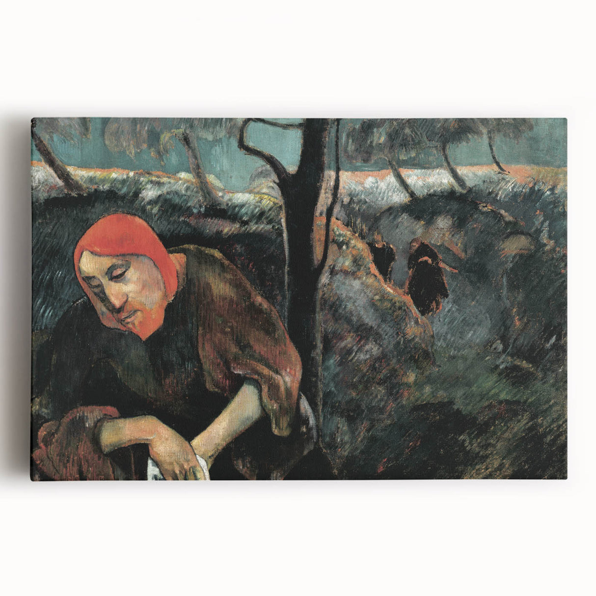 Contemplative Figure Wall Art - Dark Modern Expressionist Decor