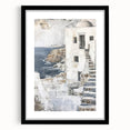 Abstract architecture wall art framed in black with a white mat, showcasing geometric patterns and shapes, ideal for modern home decor. Perfect for enhancing living spaces with a contemporary aesthetic.