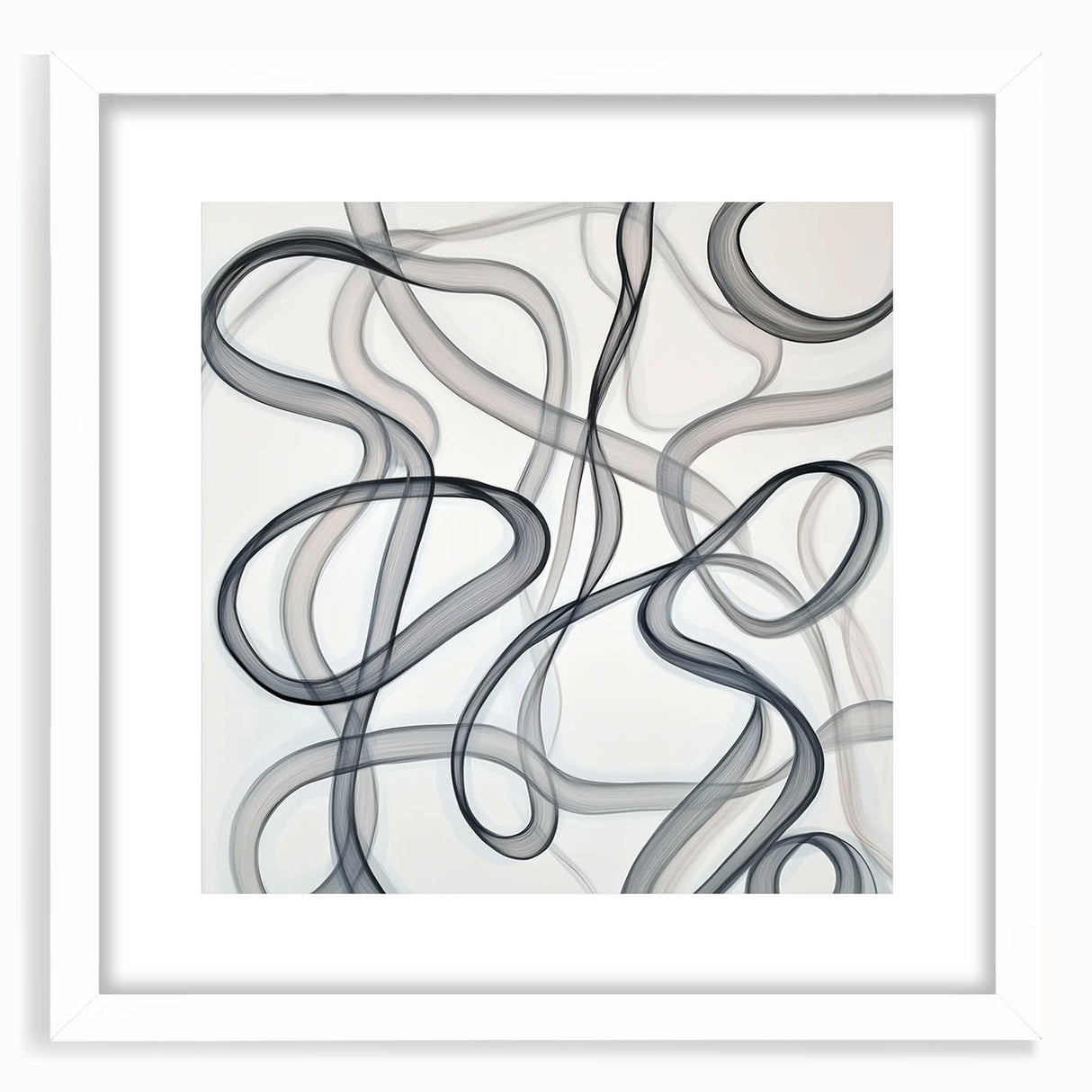 Abstract geometric frame in a white matte finish, showcasing a modern design that emphasizes clean lines and minimalism, ideal for contemporary home decor.