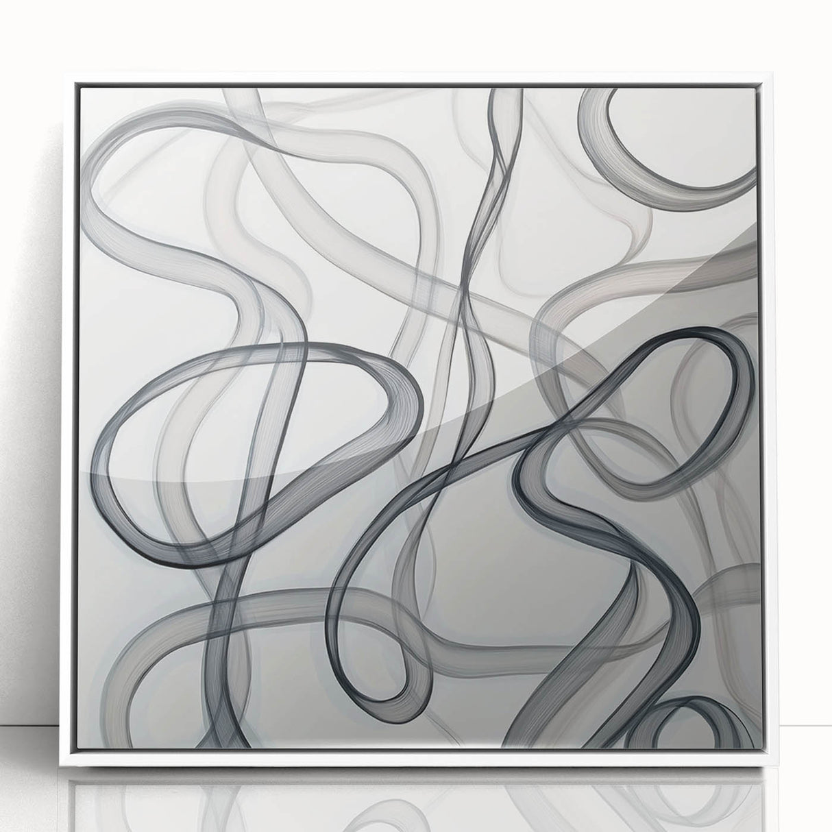 Abstract geometric framed acrylic artwork showcasing a dynamic design with bold colors and sharp lines, ideal for contemporary home decor or office spaces.