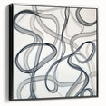 Framed black geometric abstract canvas art showcasing a modern design with sharp angles and intricate patterns, ideal for contemporary home decor.