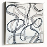 Abstract geometric framed canvas artwork in silver, showcasing sharp angles and modern design elements, perfect for contemporary home decor.