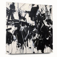 Abstract acrylic glass artwork displaying vibrant splatter designs in a side view, secured with pins for a modern, artistic presentation. Ideal for contemporary decor.