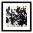 Black-framed abstract art print featuring colorful splatter designs, set against a white mat background, ideal for modern home decor and gallery displays.