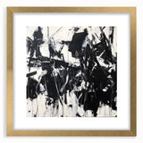 Abstract splatter art frame with a gold mat, showcasing vibrant colors and dynamic patterns, perfect for modern home decor or gallery displays.