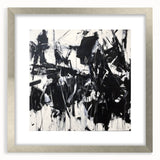 Abstract splatter art frame in silver finish showcasing vibrant colors and dynamic patterns, ideal for modern home decor and artistic display. Perfect for enhancing living spaces.