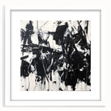 Abstract splatter art frame showcasing vibrant colors with a white mat, perfect for modern decor. Ideal for enhancing living spaces or art collections.