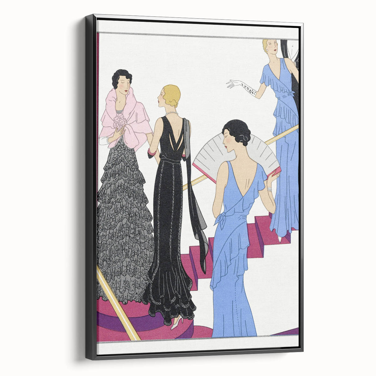 Elegant Art Deco Wall Art – 1920s Evening Gowns in Glamorous Setting